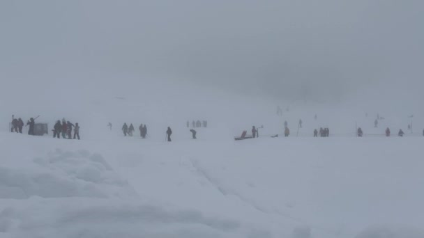 Silhouette People Ski Station Cerro Chapelco San Martin Los Andes — ストック動画