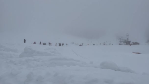 Silhouette People Ski Station Cerro Chapelco San Martin Los Andes — Stockvideo