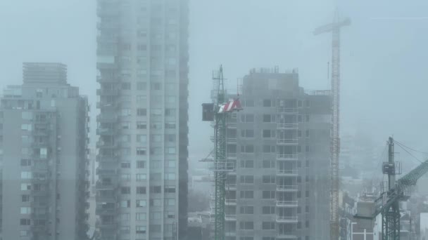 Будівельний Майданчик Висотного Житлового Відділення Skyscraper Tower Fog Buenos Aires — стокове відео