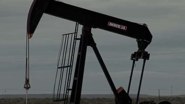 Pump Jack Operating Oil Well Neuquen Basin Northern Patagonia Argentina — 图库视频影像
