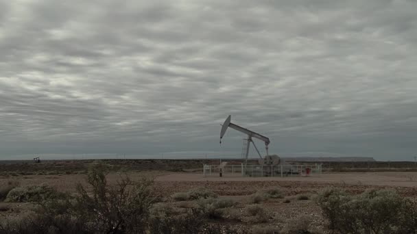 アルゼンチンのパタゴニア北部のノイケン盆地で油井で操業しているパンプジャック — ストック動画