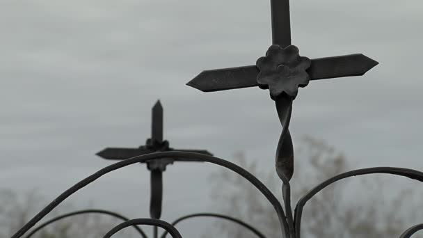 Крест Старом Кладбище Патагонии Неукен Прованс Аргентина Закрыть — стоковое видео