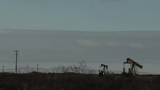 アルゼンチン パタゴニア ニューケン州プラザ フインクル近郊の油田のパンプジャック — ストック動画