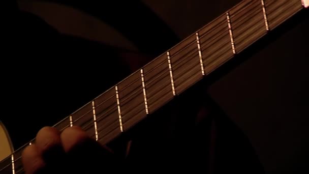 Man Playing Spanish Guitar Night Close — Video