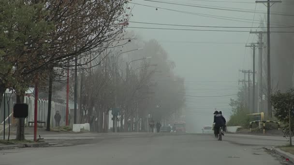 Movement Street Foggy Morning Varvarco Neuquen Province Argentina — Wideo stockowe