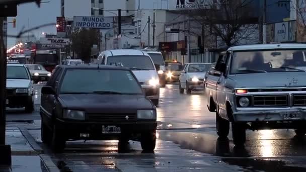 Old Pick Truck Parkir Jalan Selama Hari Badai Neuquen Argentina — Stok Video