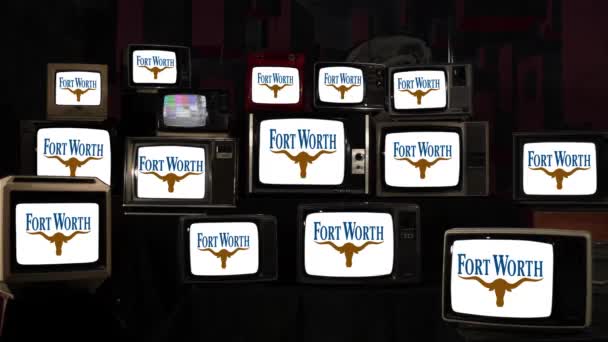 Flag Fort Worth Texas Vintage Televisions Resolution — Stock Video