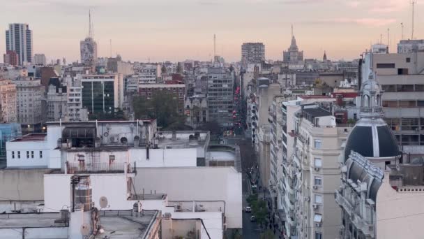 Letecký Pohled Buenos Aires Argentina Při Západu Slunce Rozlišení — Stock video
