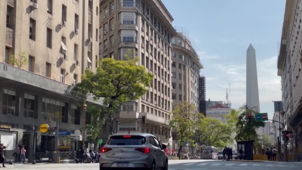 Centro Buenos Aires Capital Argentina Con Famoso Monumento Llamado Obelisco — Vídeo de stock