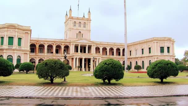 パラシオ ロペス ロペス宮殿のためのスペイン語 アスンシオンのパラグアイ大統領のための職場であり パラグアイ政府の座席です 4K解像度 — ストック動画