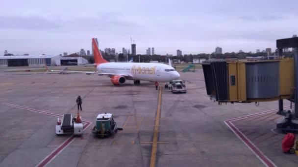 Tani Samolot Odlatujący Lotniska Aeroparque Jorge Newbery Buenos Aires Argentyna — Wideo stockowe