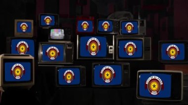 El Paso, Texas ve Vintage Televisions bayrağı. 4K Çözünürlüğü.