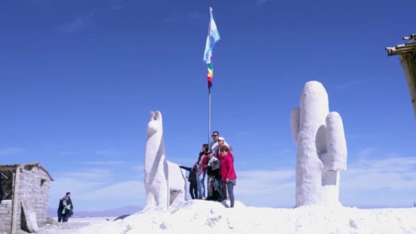 Touristen Den Salinas Grandes Salinen Provinz Jujuy Nordwesten Argentiniens Südamerika — Stockvideo