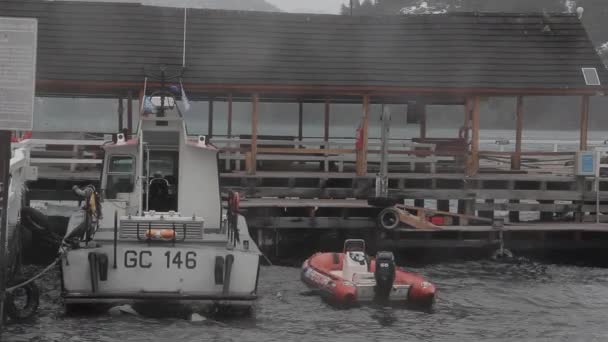 Barco Guarda Costeira Barco Inflável Rigido Porto San Martin Los — Vídeo de Stock