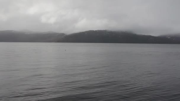 Lago Lacar Durante Día Nublado Invierno San Martín Los Andes — Vídeo de stock