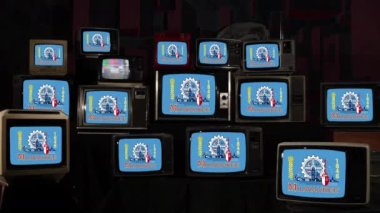 Milwaukee, Wisconsin ve Vintage Televisions bayrağı. 4K Çözünürlüğü.