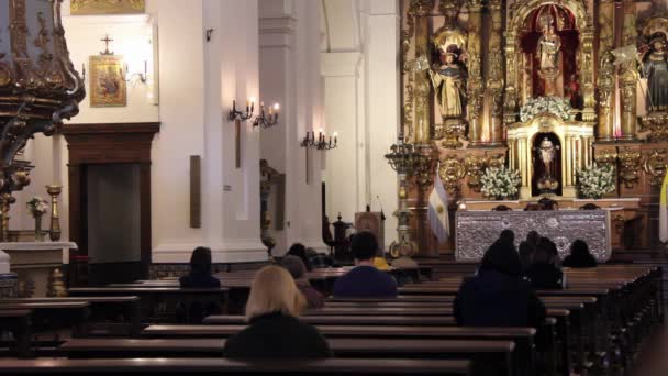 Interior Basilica Our Lady Pillar Buenos Aires Argentina Resolution — Stock Video