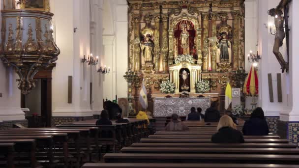 Innenraum Der Basilika Unserer Lieben Frau Von Der Säule Buenos — Stockvideo