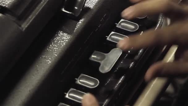 Female School Teacher Using Braille Typewriter School Blind Visually Impaired — Stock Video