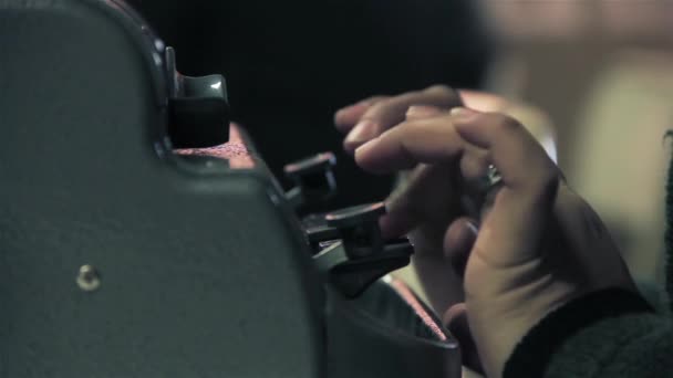 Female School Teacher Using Braille Typewriter School Blind Visually Impaired — Stock Video