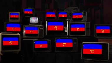 Poliyamory Pride Flag ve Vintage Televisions. 4K Çözünürlüğü.