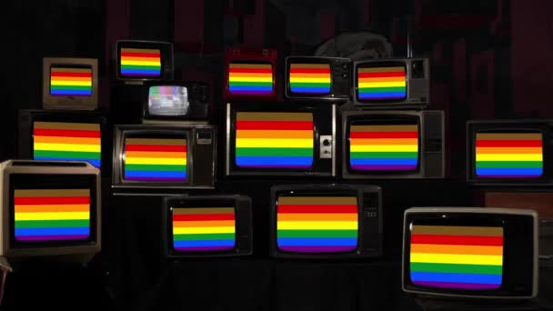 Philadelphia Pride Flag Eller Philly Pride Flag Och Vintage Televisions — Stockvideo