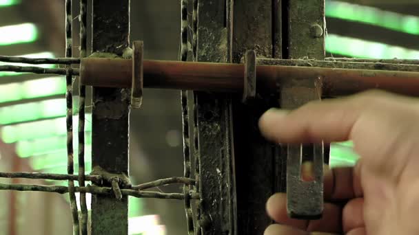 Metalowe Drzwi Starym Więzieniu Otwarcie Strażników Zamknięcie Starych Metalowych Drzwi — Wideo stockowe