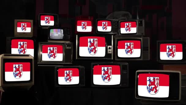 Dsseldorfs Och Vintage Televisions Flagga Upplösning — Stockvideo