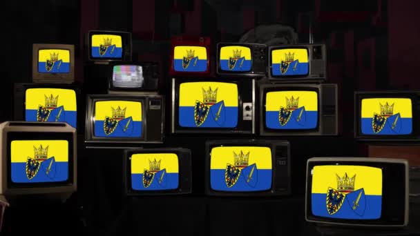 Vlajka Essen Vintage Televisions Rozlišení — Stock video