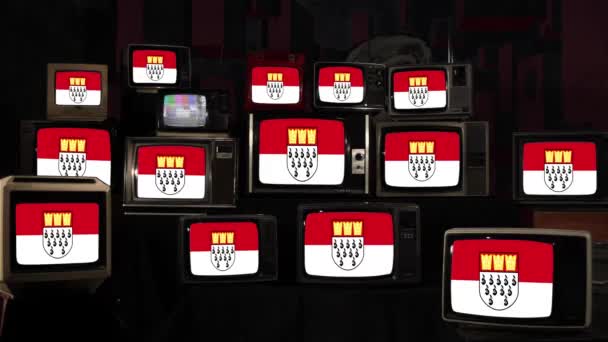 Flagge Von Köln Und Oldtimer Fernseher Auflösung — Stockvideo