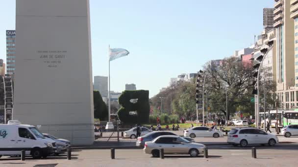 Centro Buenos Aires Capital Argentina Com Famoso Monumento Chamado Obelisco — Vídeo de Stock