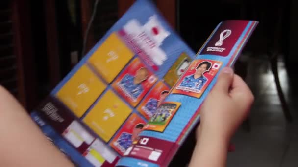 Young Boy Looking 2022 Fifa World Cup Qatar Official Sticker — Stok Video