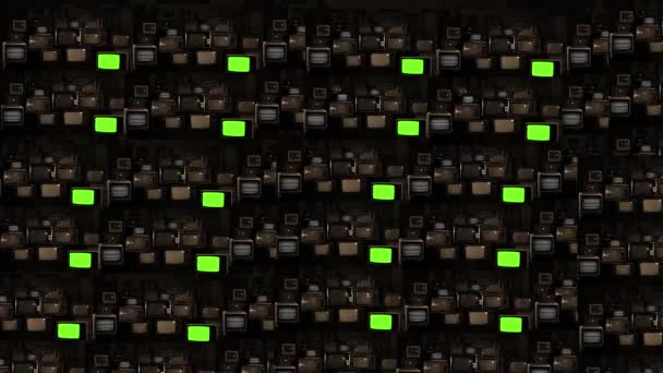 Centenas Televisões Vintage Ligar Ecrãs Verdes Resolução — Vídeo de Stock