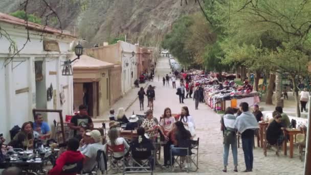 Calle Pequeño Pueblo Purmamarca Quebrada Humahuaca Provincia Jujuy Argentina — Vídeos de Stock