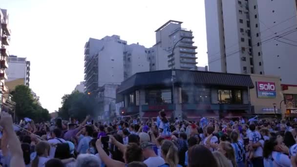 Thousands Argentine Fans Celebrating Winning Fifa World Cup 2022 Buenos — Stock Video