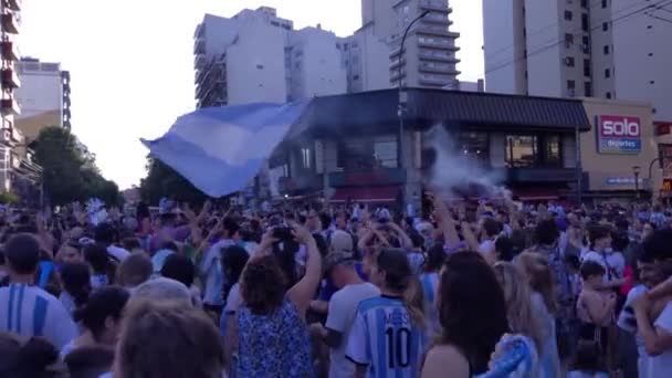 Duizenden Argentijnse Fans Vieren Feest Het Winnen Van Fifa World — Stockvideo