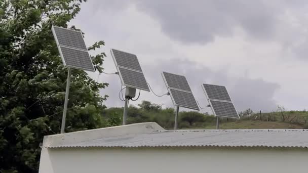 Uma Escola Primária Rural Com Painéis Solares Telhado Província Tucuman — Vídeo de Stock