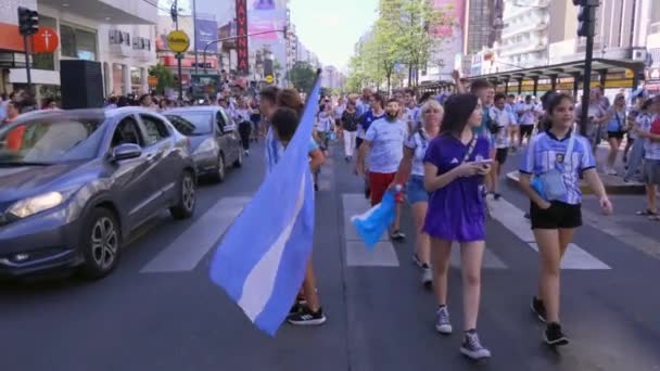 Tifosi Argentini Festeggiano Dopo Aver Vinto Coppa Del Mondo Fifa — Video Stock
