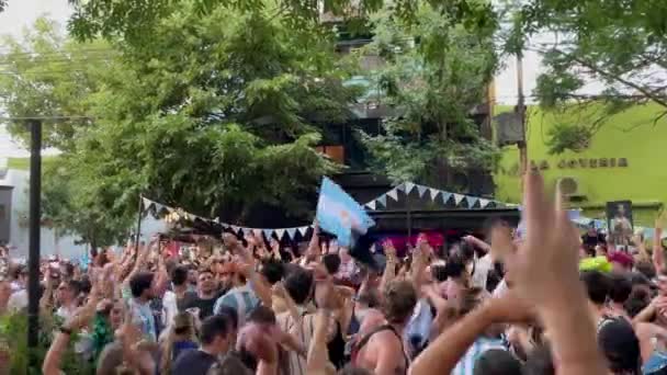 Argentinské Fanoušci Slaví Vítězství Fifa Mistrovství Světa 2022 Buenos Aires — Stock video
