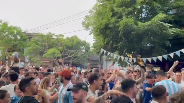 Αργεντινοί Φίλαθλοι Γιορτάζουν Μετά Νίκη Τους Στο Παγκόσμιο Κύπελλο Ποδοσφαίρου — Αρχείο Βίντεο