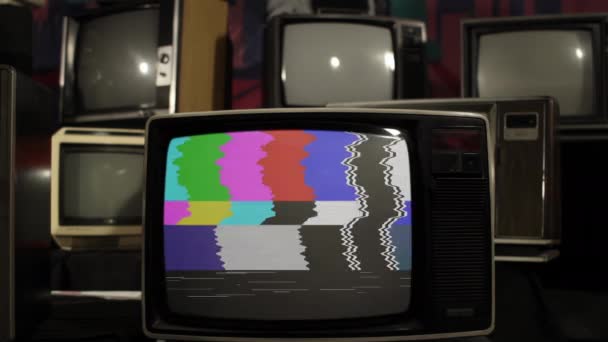 Παλιά Τηλεόραση Που Ανοίγει Την Πράσινη Οθόνη Μπορείτε Αντικαταστήσετε Την — Αρχείο Βίντεο