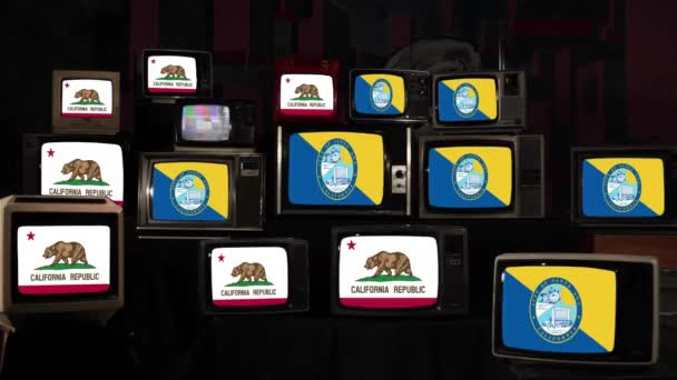 Flaga Santa Ana Flaga Kalifornii Retro Televisions Rozdzielczość — Wideo stockowe