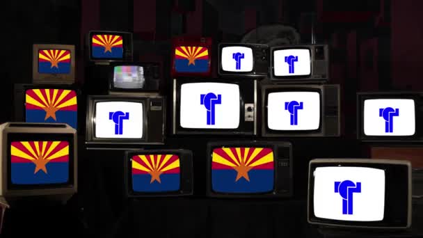 Vlag Van Arizona Vlag Van Tempe Retro Televisies Resolutie — Stockvideo