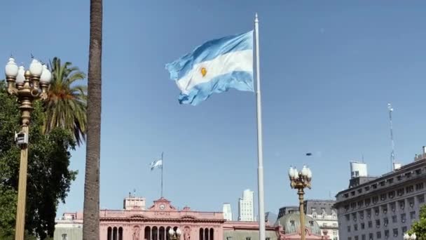 Bandera Plaza Mayo Centro Buenos Aires Capital Argentina Acércate Resolución — Vídeos de Stock