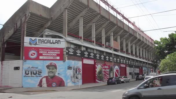 Murales Che Rende Omaggio Maradona Allo Stadio Calcio Degli Argentinos — Video Stock