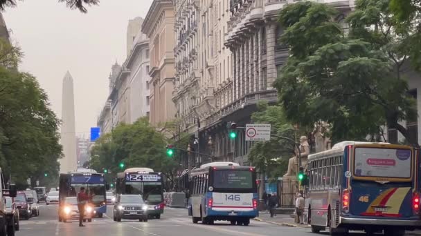 Pusat Buenos Aires Ibukota Argentina Dengan Monumen Terkenal Yang Disebut — Stok Video