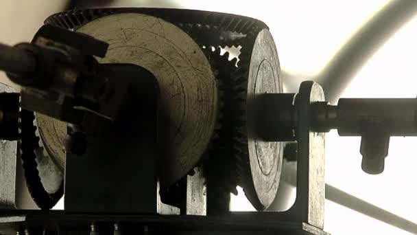 Колеса Часов Гири Винтики Шкафу Часовой Башни Аргентине Закрывай Разрешение — стоковое видео