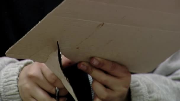 Estudiantes Primaria Recortan Cartón Durante Una Lección Arte Una Escuela — Vídeos de Stock