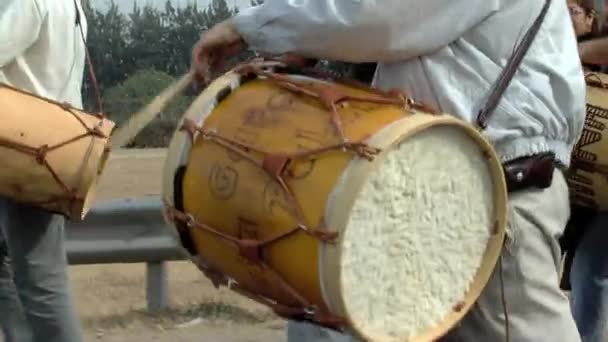 Drummers Walking Marcha Los Bombos Březen Bubnů Santiago Del Estero — Stock video