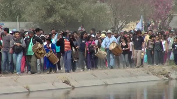 Marcha Los Bombos Μάρτιος Των Drums Στην Επαρχία Santiago Del — Αρχείο Βίντεο